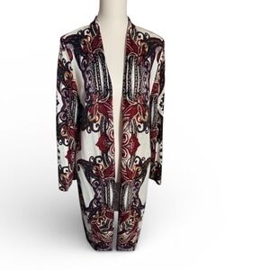 Chicos Grand Paisley Open Front Long Sleeve Cardigan Sweater Women Size L